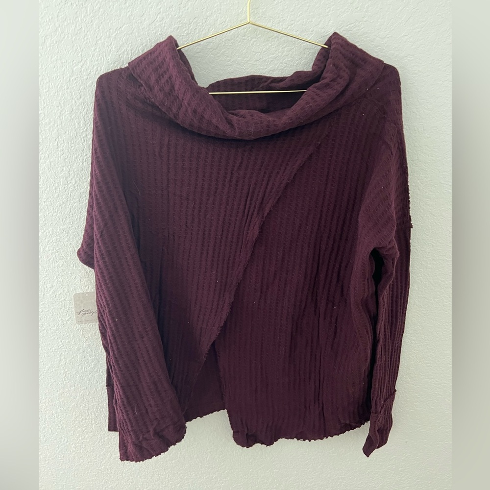 Free People Burgundy Cowl Neck Sweater